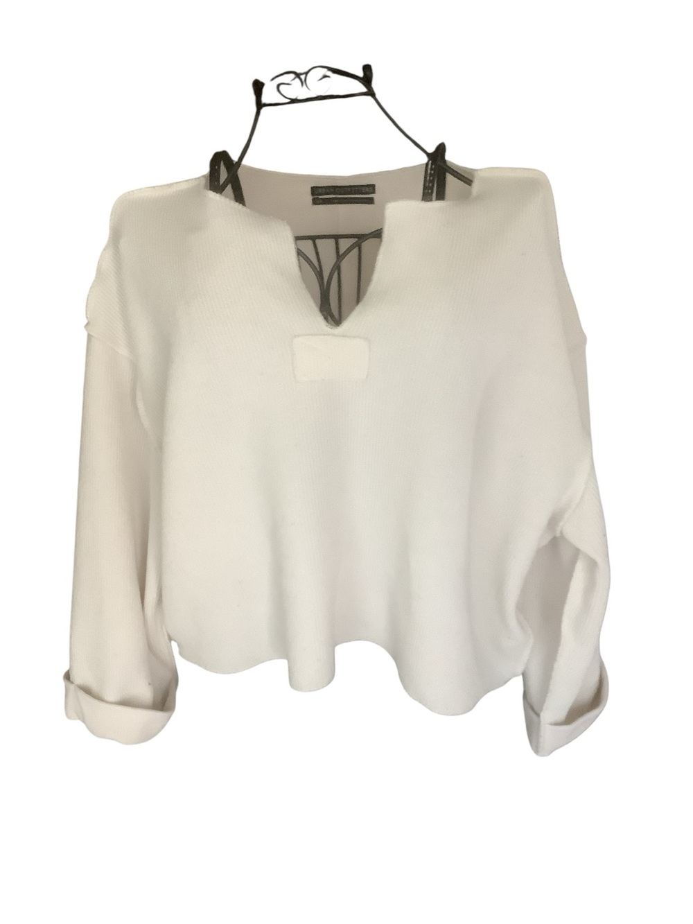 Urban Outfitters UO Jax Inside Out Notch Neck Top Ivory Small